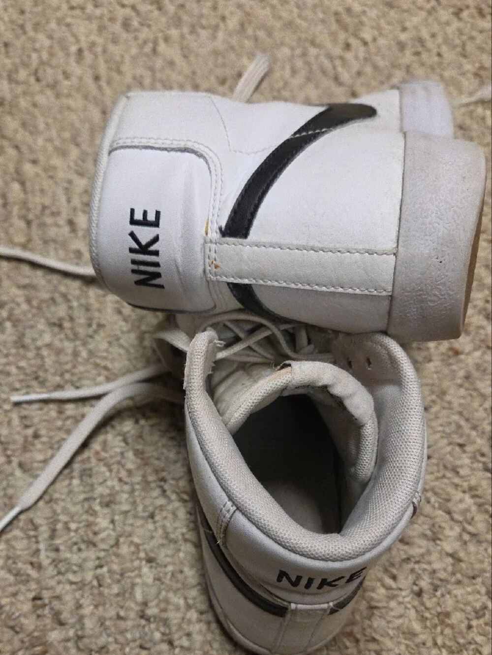 Nike Kids White High-Top Sneakers with Black Swoosh